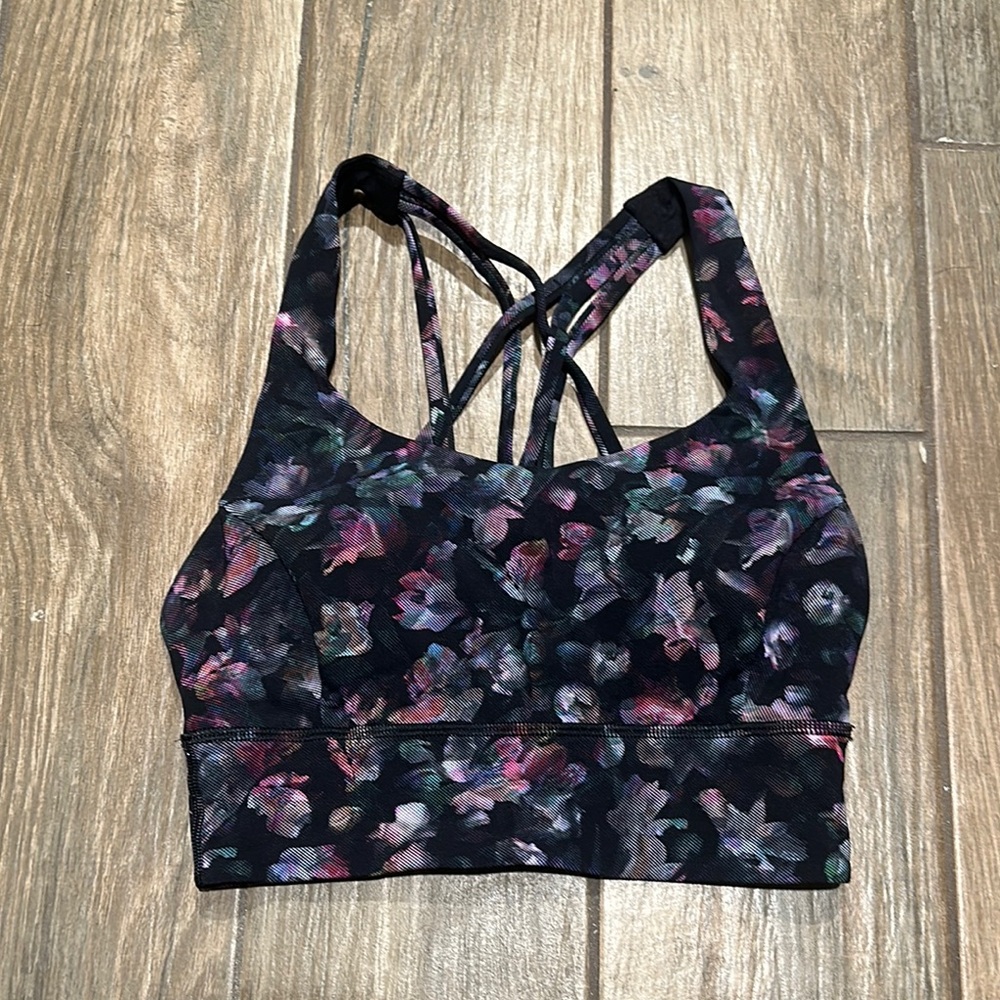 Lululemon Black and Pink Sports Bra Criss-Cross Design